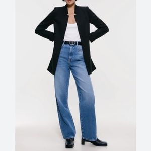 Zara Inverted Lapel Crepe Frock Coat in Size Small